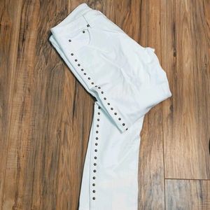 V Christina white poly spandex jeans